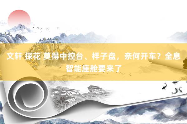 文轩 探花 莫得中控台、样子盘，奈何开车？全息智能座舱要来了