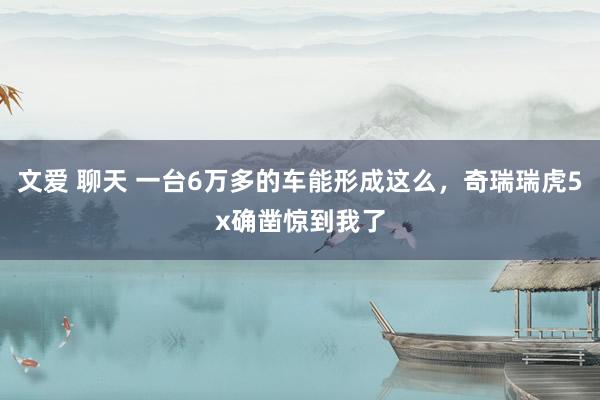 文爱 聊天 一台6万多的车能形成这么，奇瑞瑞虎5x确凿惊到我了