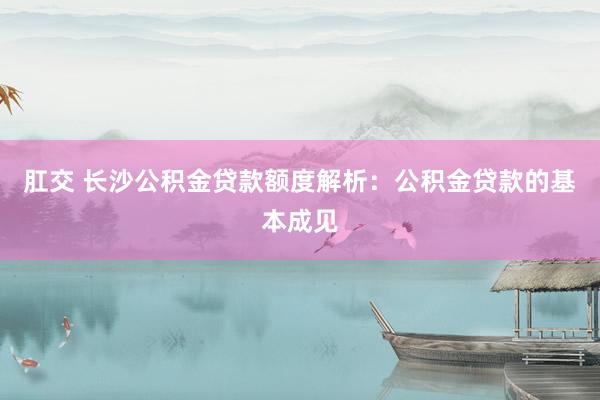 肛交 长沙公积金贷款额度解析：公积金贷款的基本成见