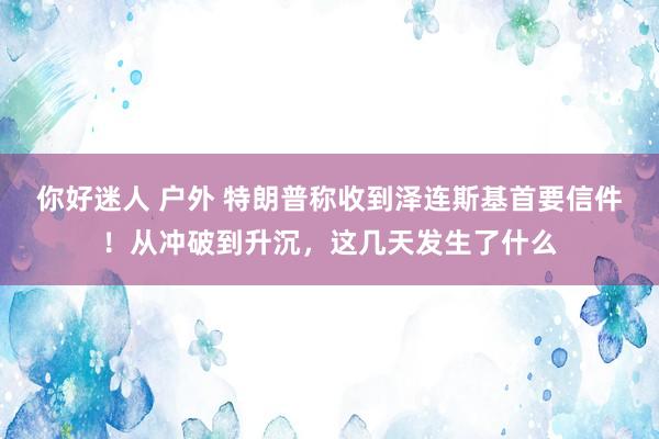 你好迷人 户外 特朗普称收到泽连斯基首要信件！从冲破到升沉，这几天发生了什么